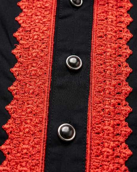 Premium Embroidery Punjabi for Men – Black with Red Sami Long Embroidery (1)