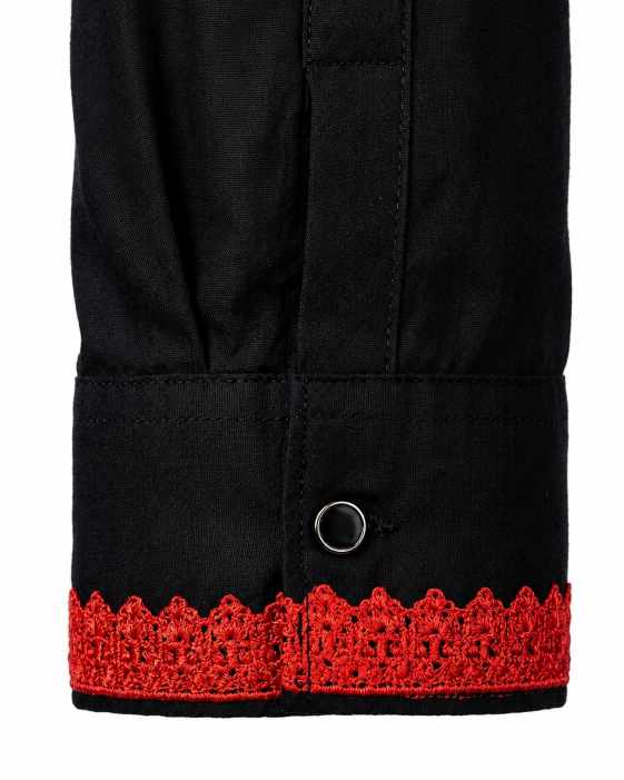 Premium Embroidery Punjabi for Men – Black with Red Sami Long Embroidery (4)